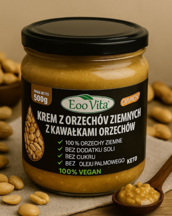 Krem z orzechów ziemnych z kawałkami orzechów