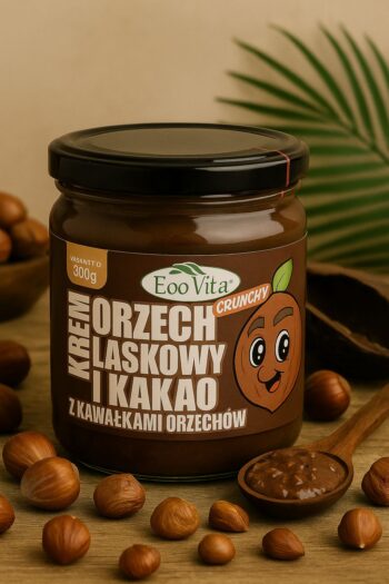 Krem orzech laskowy i kakao z kawałkami orzechów